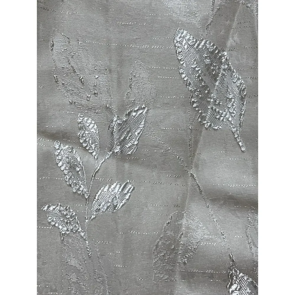 Vtg Damask Floral Jacquard 1 CURTAIN PANEL Ivory Beige attached Fringe Valance